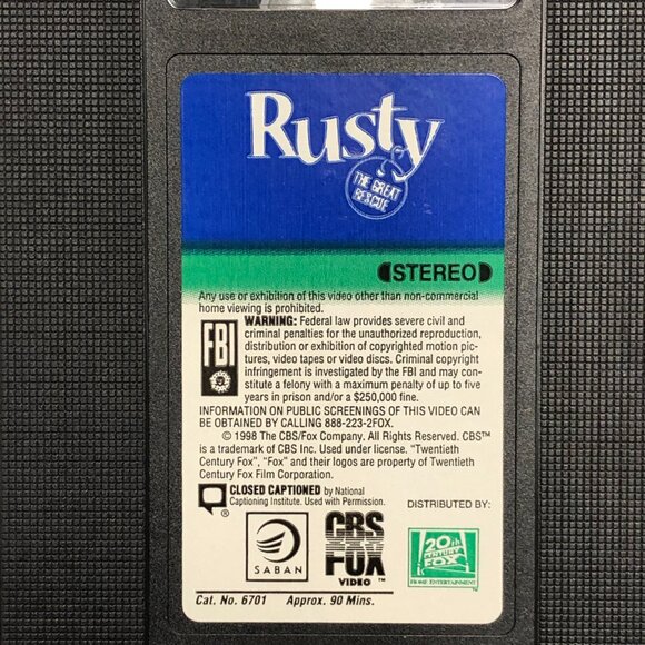 Rusty : The Great Rescue VHS 1998 (Hard Clamshell) - Picture 5 of 5